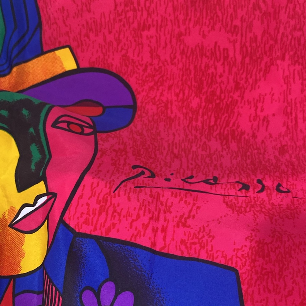 PICASSO SILK HAND ROLLED VINTAGE SCARF 🧣 33” X 34”